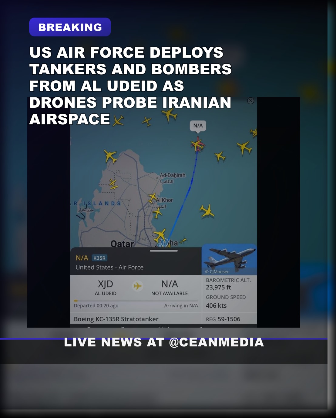 Illustrative photo for: U.S. Military Aircraft Conduct Flights Near Iran Amid Drone