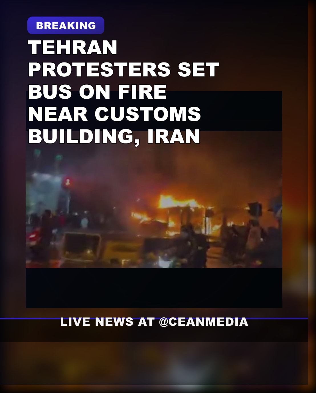 Illustrative photo for: Tehran protest bus fire: protests erupt near Customs