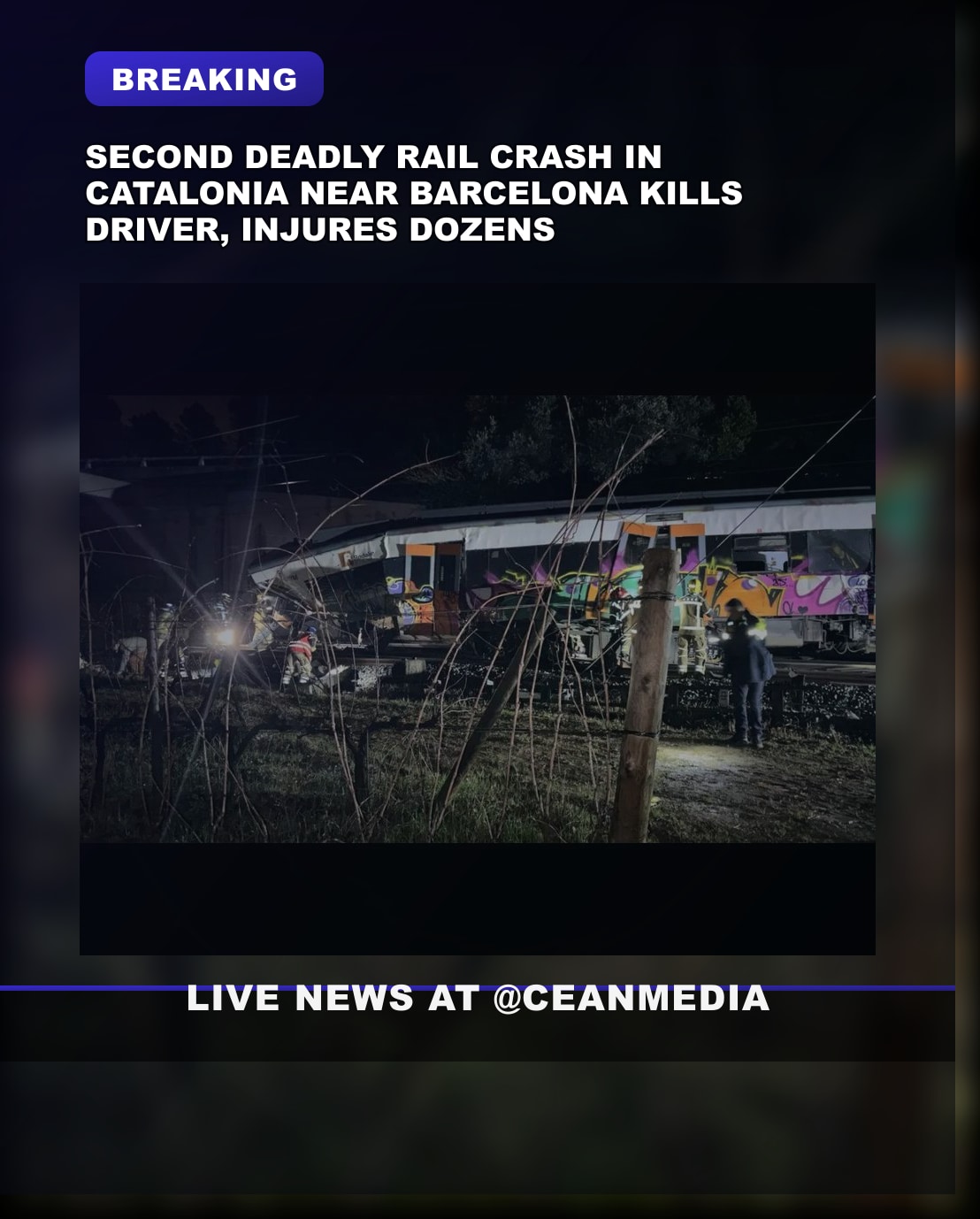 Illustrative photo for: Spanish rail disaster: Deadly collision near Barcelona