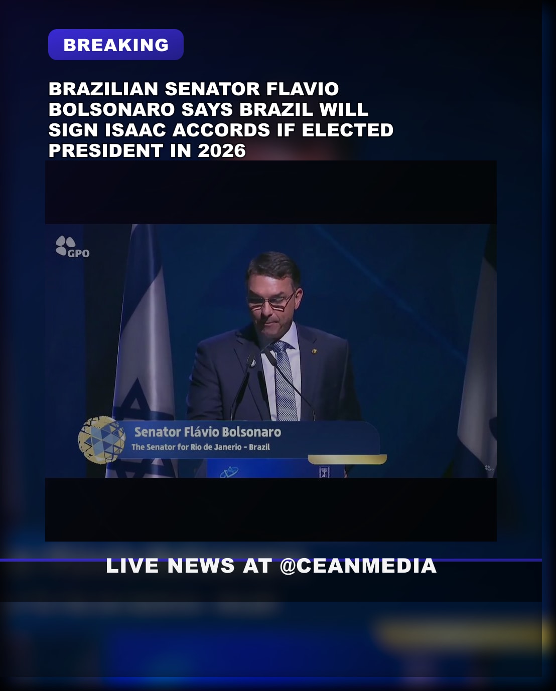 Illustrative photo for: Brazil Isaac Accords presidential: Flavio Bolsonaro