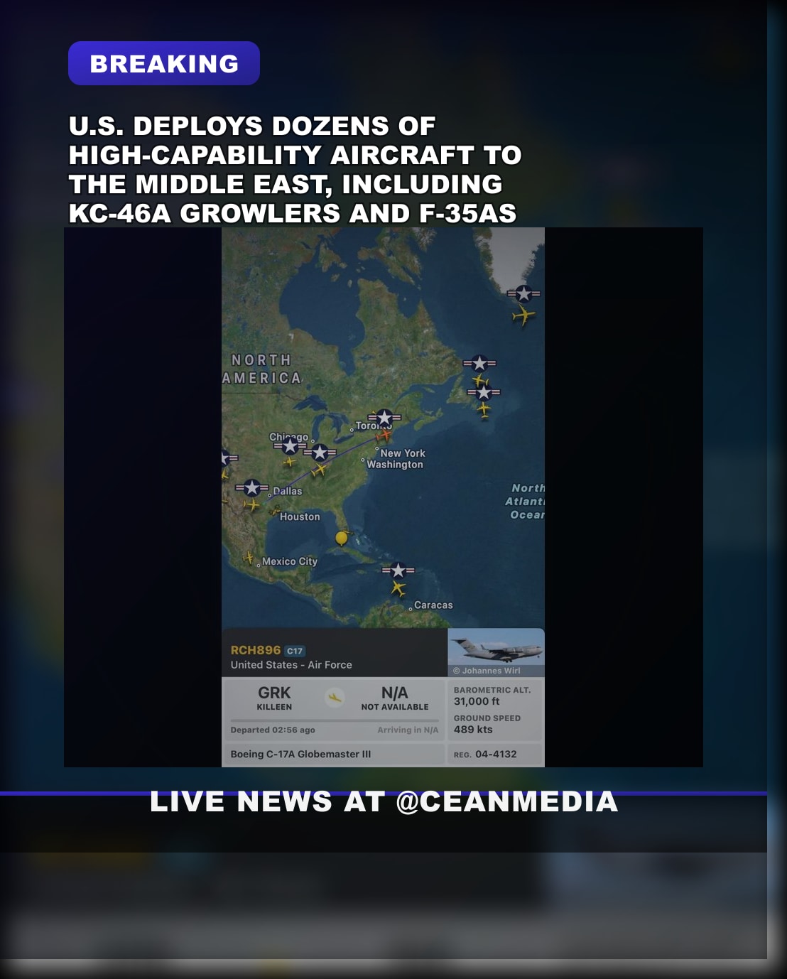 Illustrative photo for: US military aircraft deployment: F-35s, Tankers, and