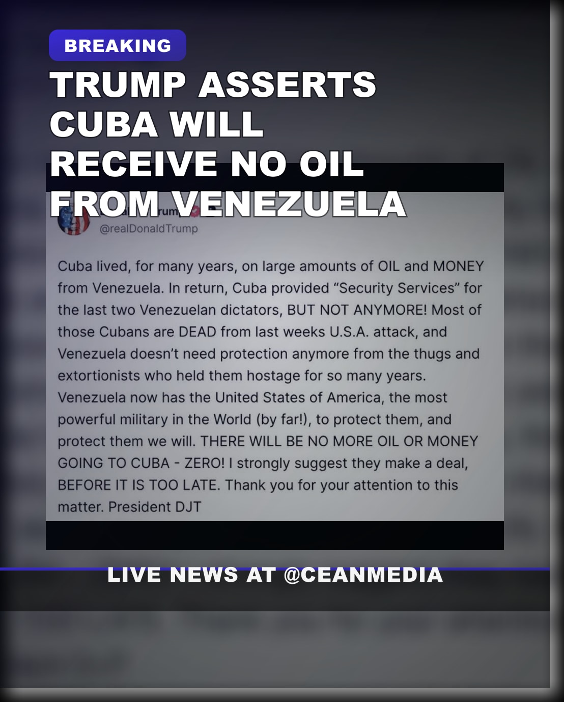 Illustrative photo for: Trump Cuba Venezuela oil Ban Keeps Oil Imports Halted