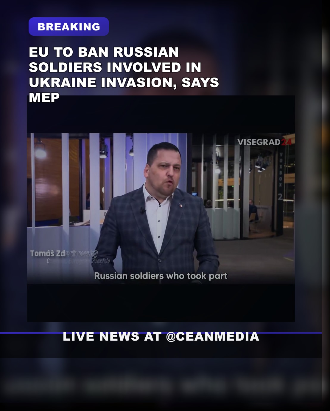 Illustrative photo for: EU Ban for Russian Soldiers Proposed by MEP Tomas Zdechovsky