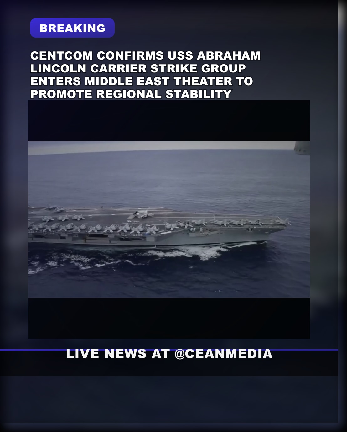 Illustrative photo for: USS Abraham Lincoln Middle East: CENTCOM Confirms Strike