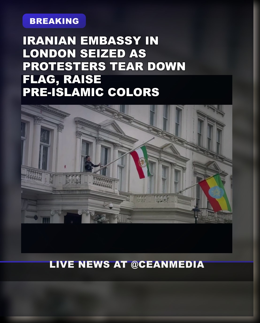 Illustrative photo for: Iranian embassy protest: Protesters Replace Islamist Flag