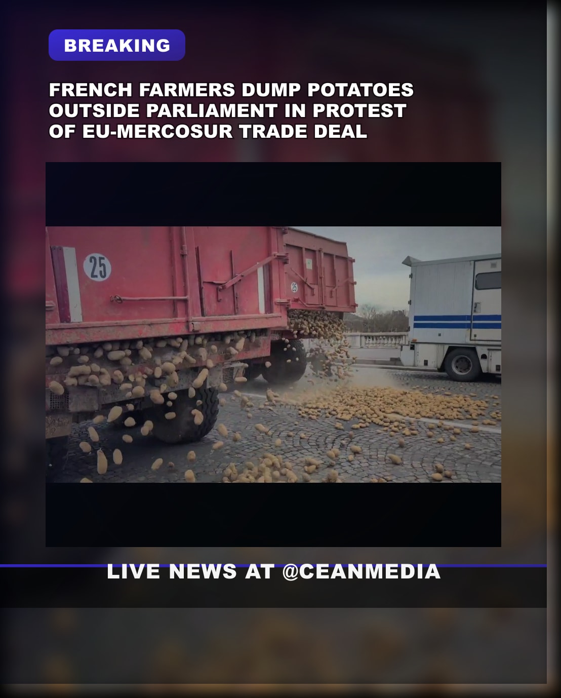 Illustrative photo for: French farmers potato protest: Dumping harvest over