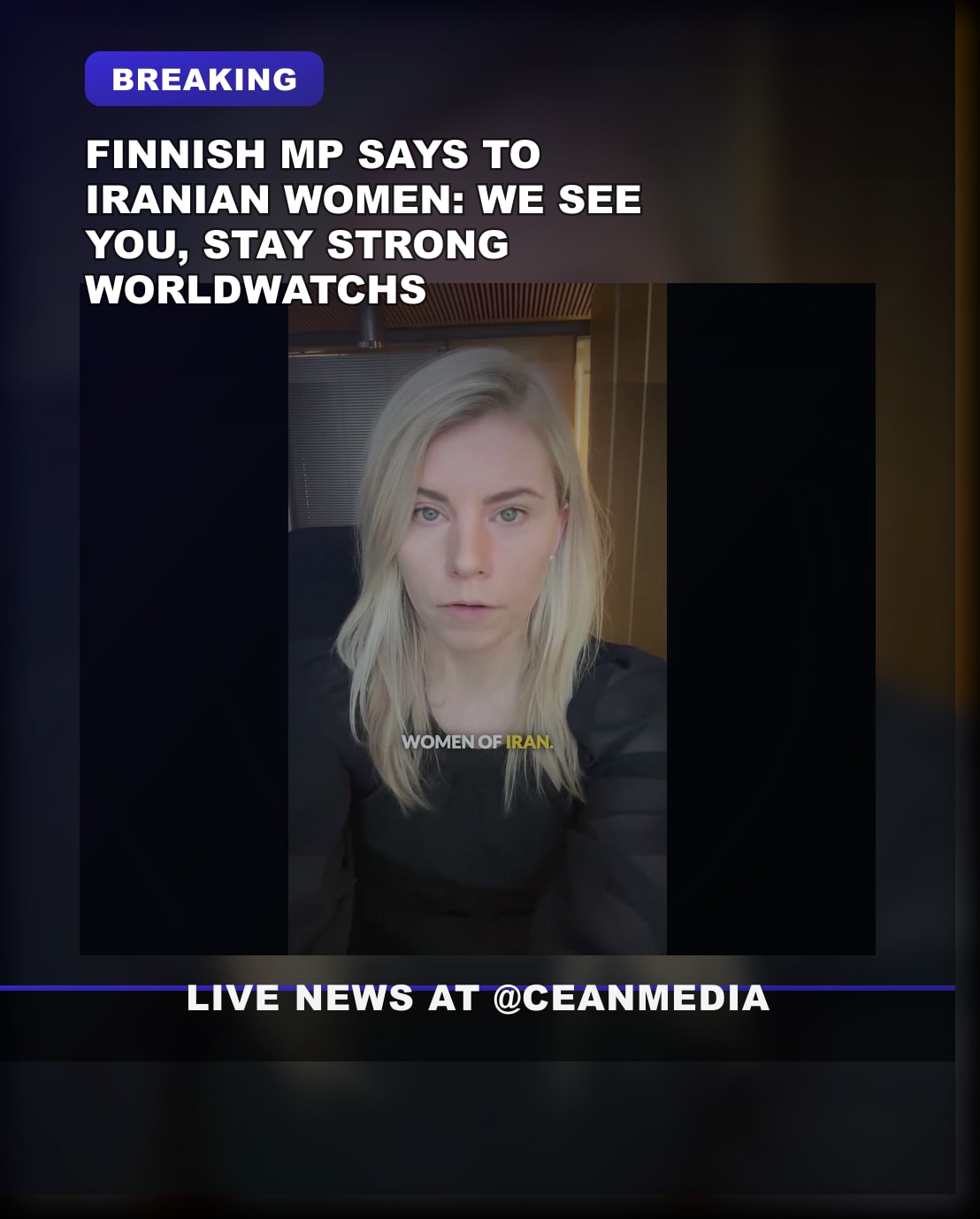 Illustrative photo for: Finland supports Iranian women: MP Aino Aheloi urges
