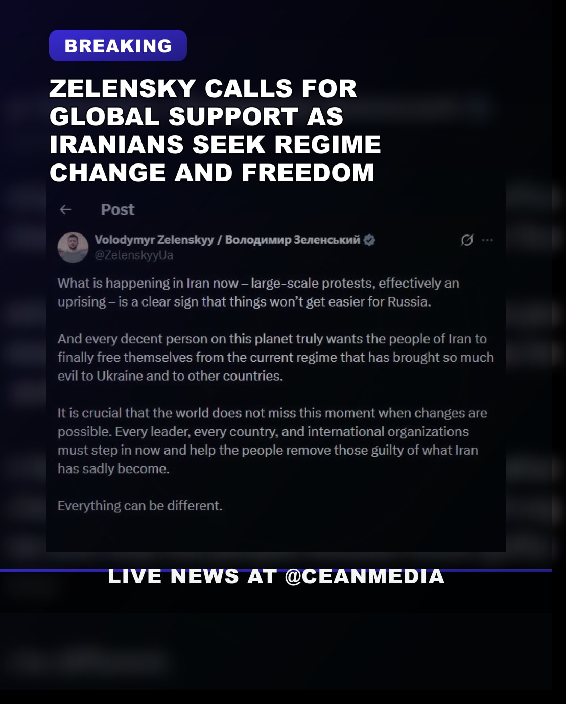 Illustrative photo for: Zelensky Urges Global Support for Iranian Freedom Movement