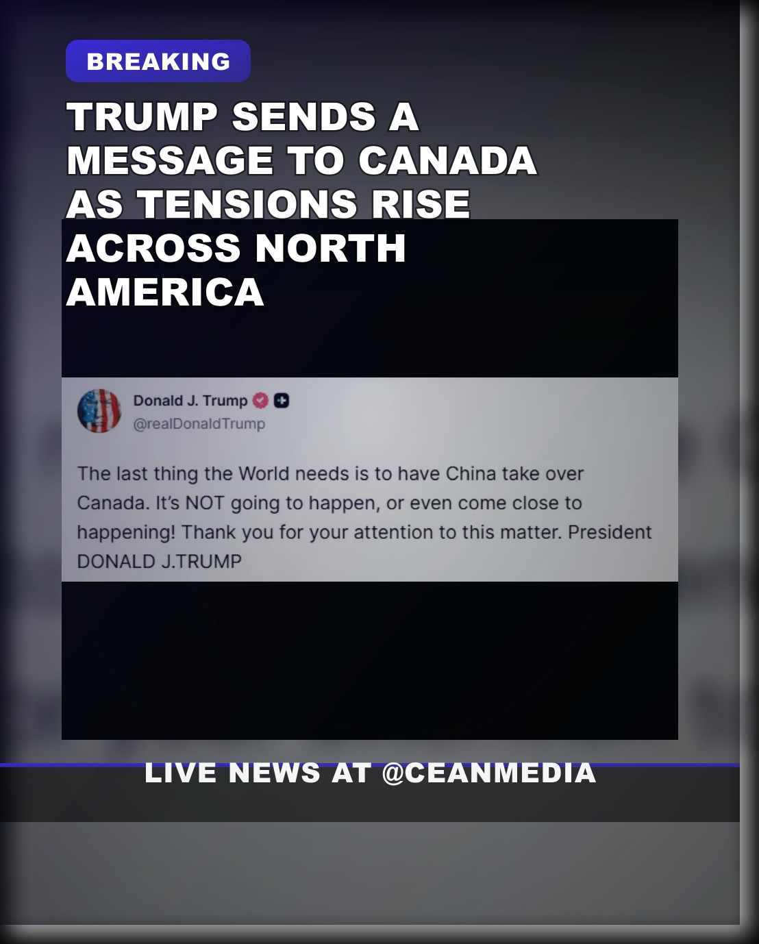 Illustrative photo for: Trump message to Canada: Former President Addresses