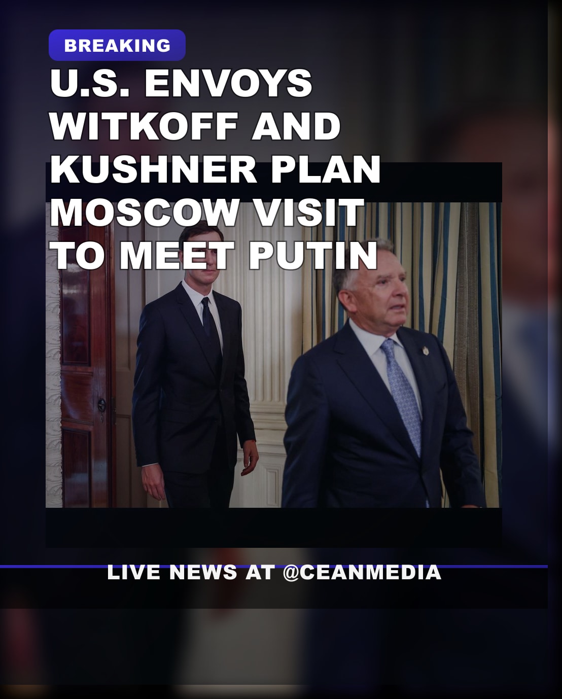 Illustrative photo for: US envoy Kushner Moscow: Kushner to Meet Putin on US