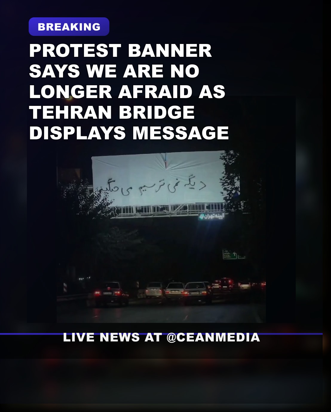 Illustrative photo for: Tehran protest banner highlights resilience on pedestrian