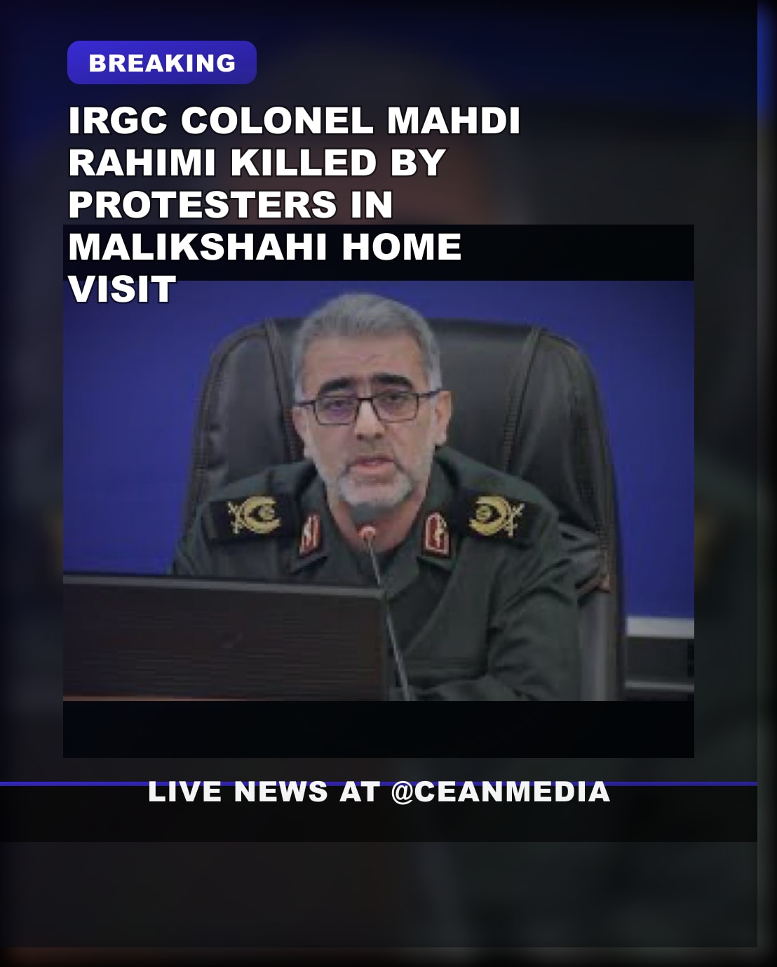 Illustrative photo for: IRGC Colonel Mahdi Rahimi Killed by Protesters Over