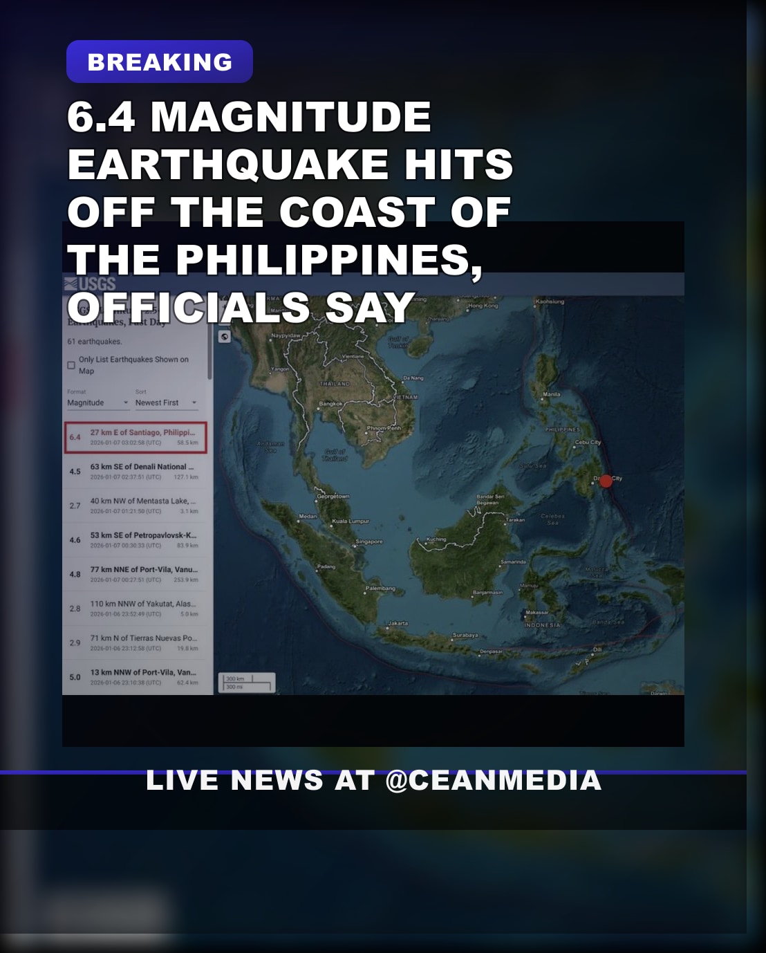 Illustrative photo for: Philippines earthquake news: 6.4 Magnitude Quake Offshore