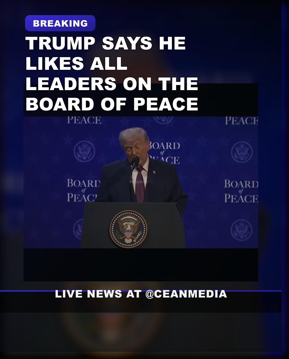 Illustrative photo for: Trump Likes Board of Peace, Praises Leaders Despite