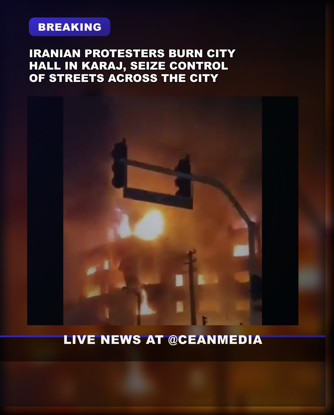 Illustrative photo for: Iranian protests city hall: Protesters set Karaj ablaze and