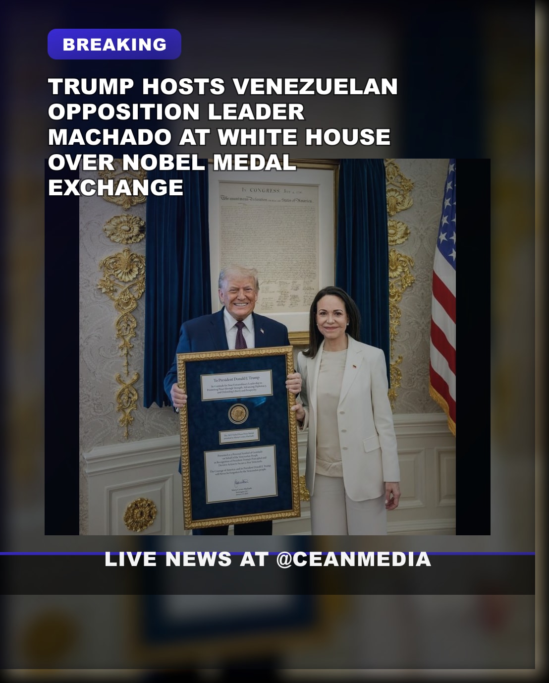 Illustrative photo for: Trump Venezuelan opposition leader María Machado Meets at