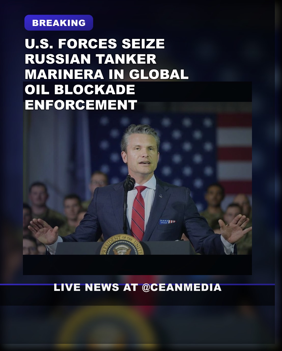 Illustrative photo for: U.S. Venezuela oil blockade: Secretary Hegseth confirms