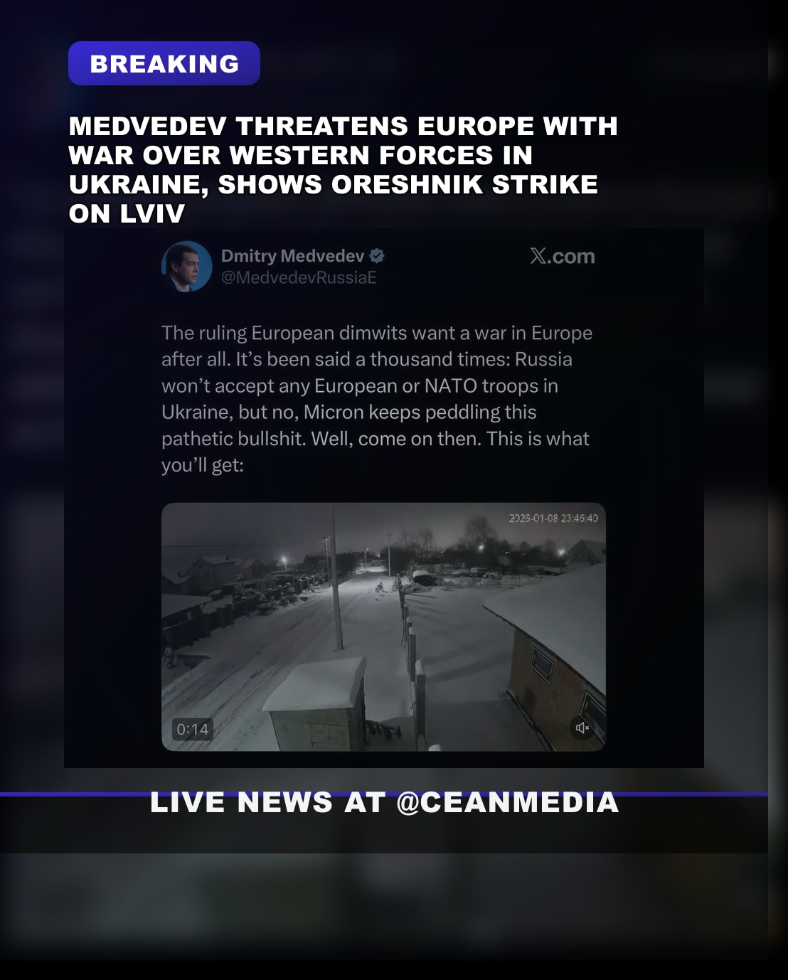Illustrative photo for: Russia war threat Ukraine: Medvedev Warns Europe Over