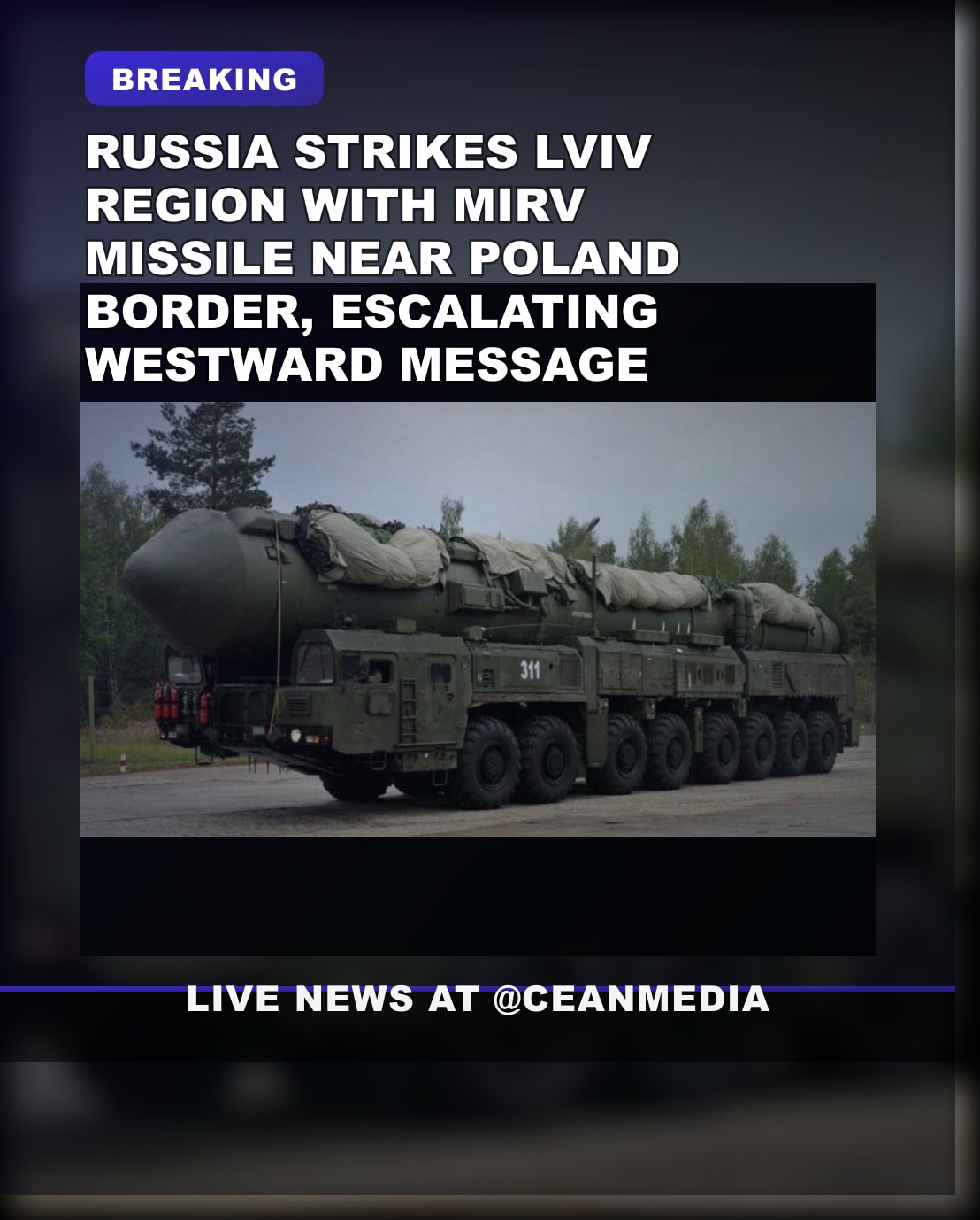 Illustrative photo for: Russia missile strike Ukraine: Oreshnik IRBM targets Lviv