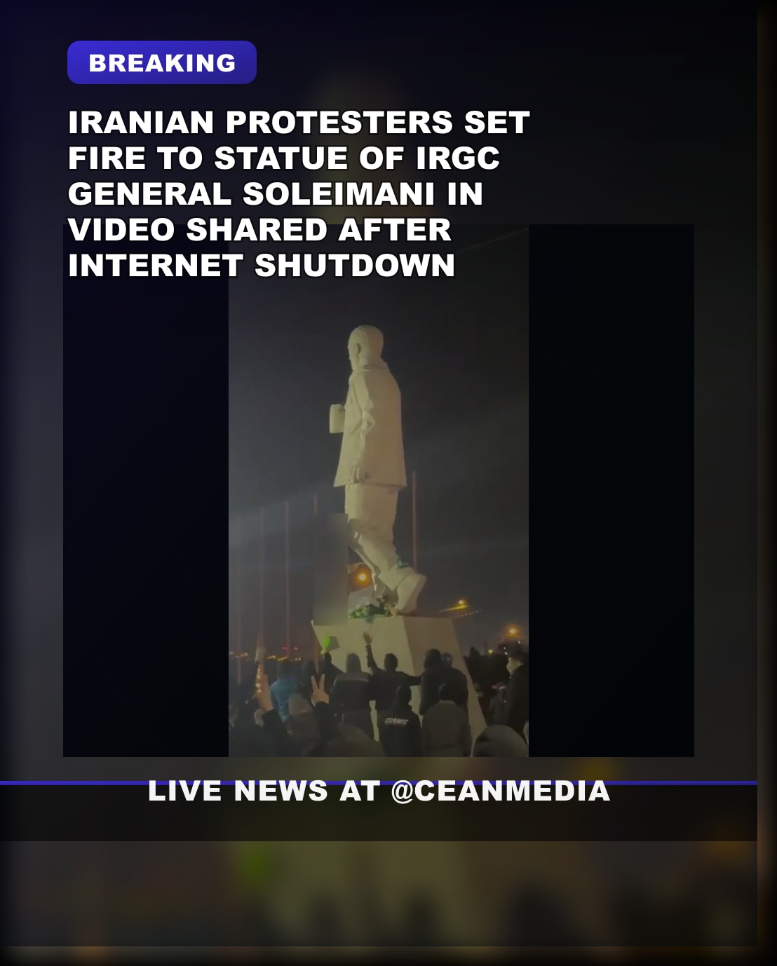 Illustrative photo for: Iranian protesters deface Soleimani statue amid unrest