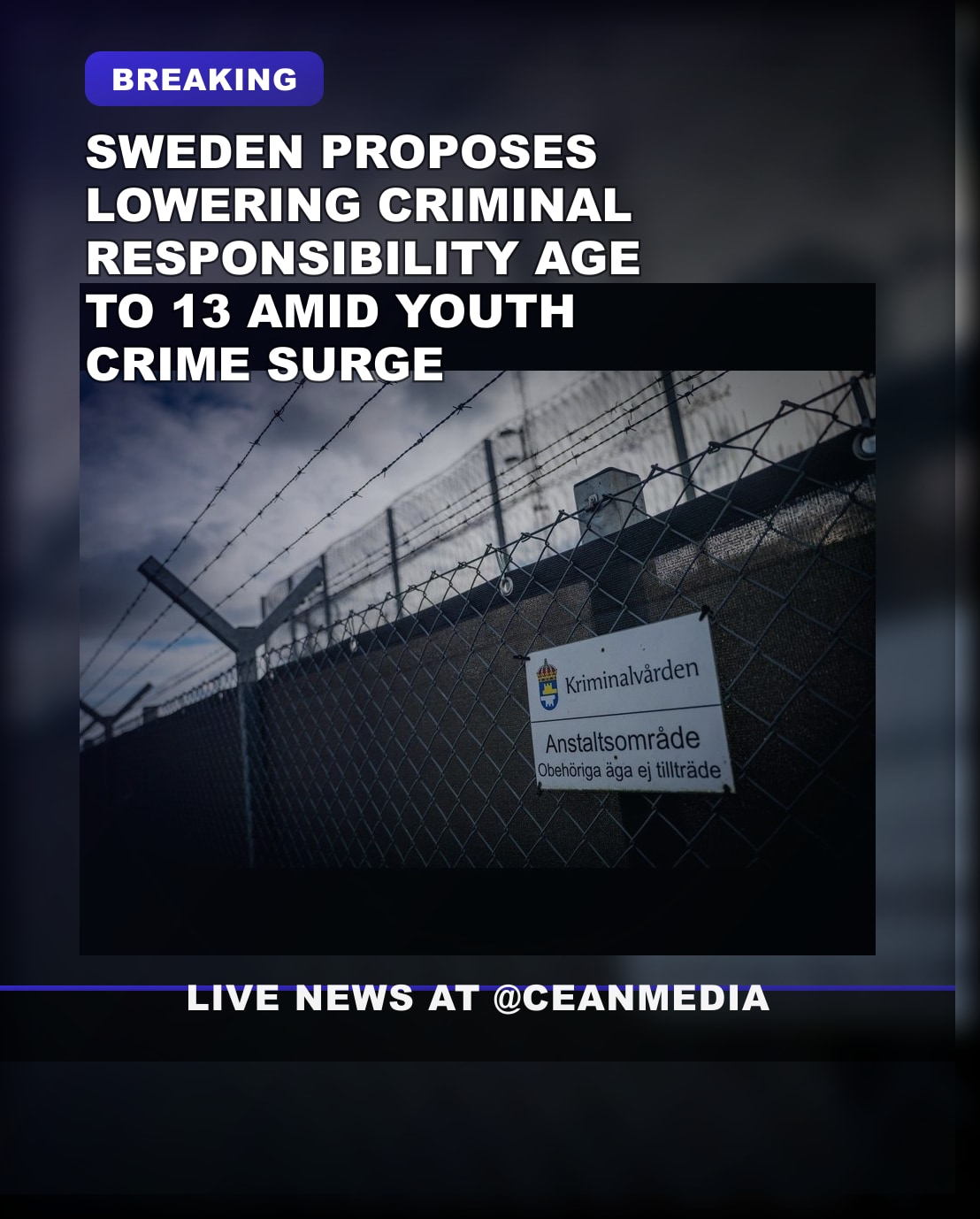 Illustrative photo for: Sweden Proposes Lowering Criminal Responsibility Age from