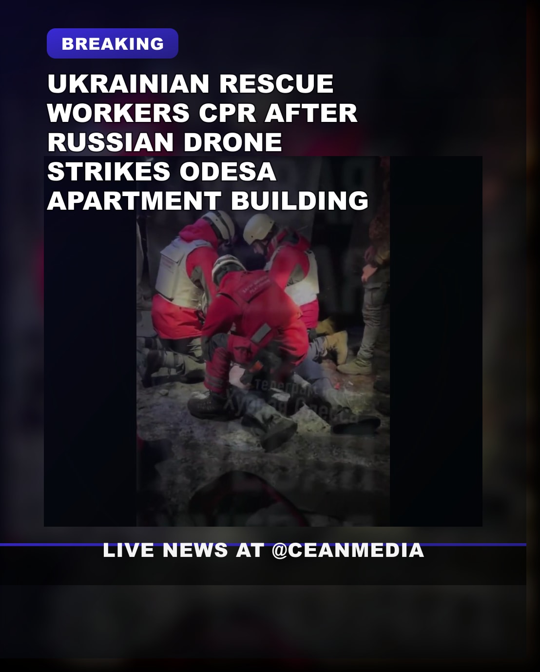 Illustrative photo for: Ukrainian rescue workers CPR in Odessa drone strike