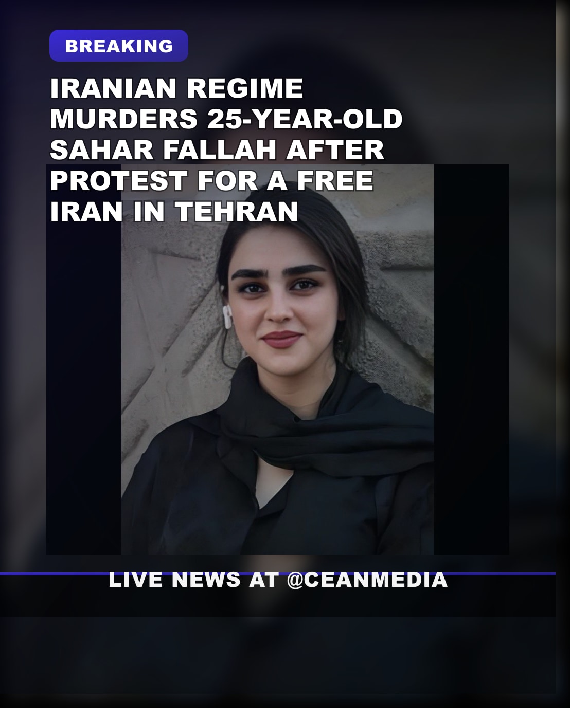 Illustrative photo for: Sahar Fallah protests Iran: 25-Year-Old Killed by Regime