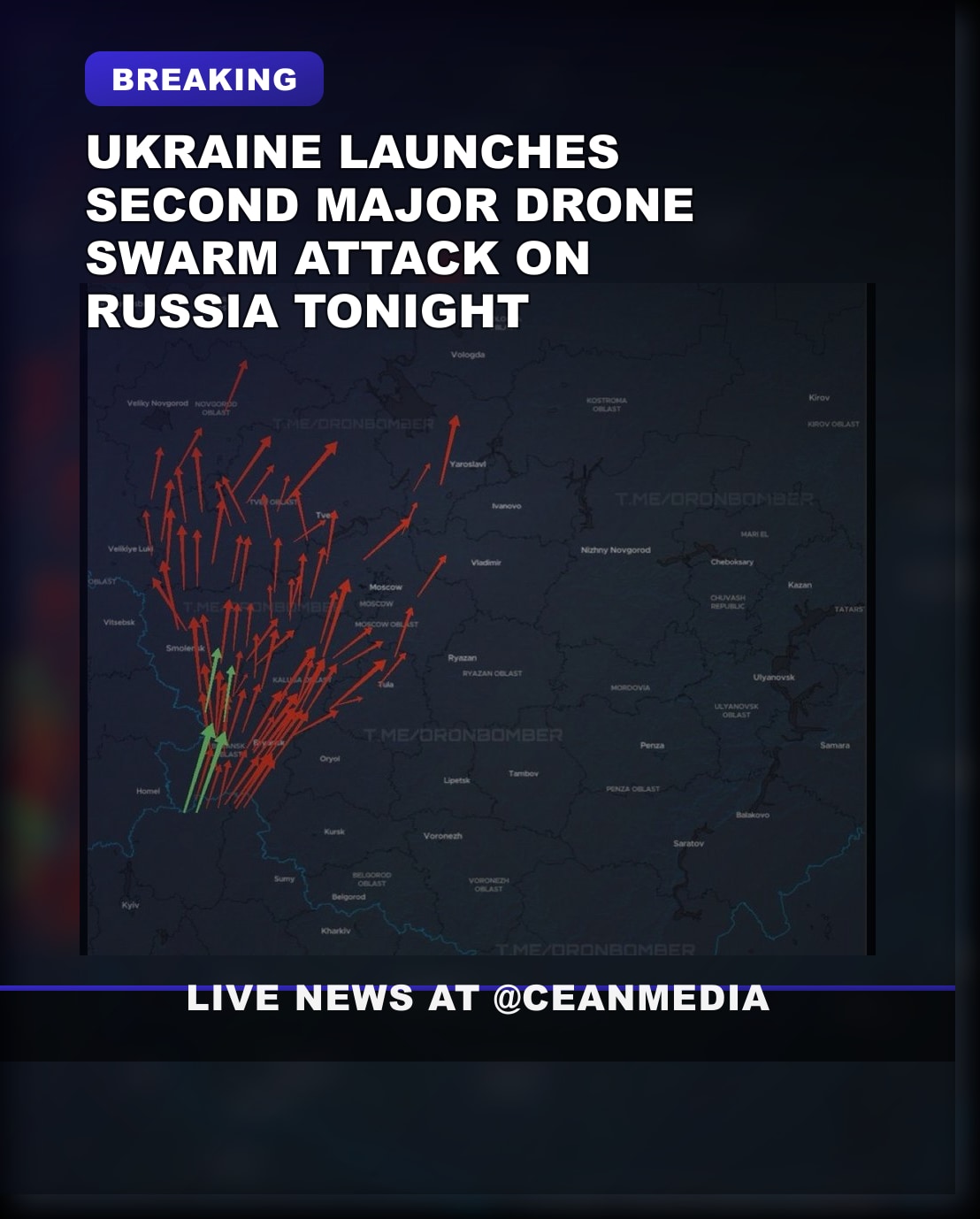 Illustrative photo for: Ukraine drone swarm attack Russia: second major night