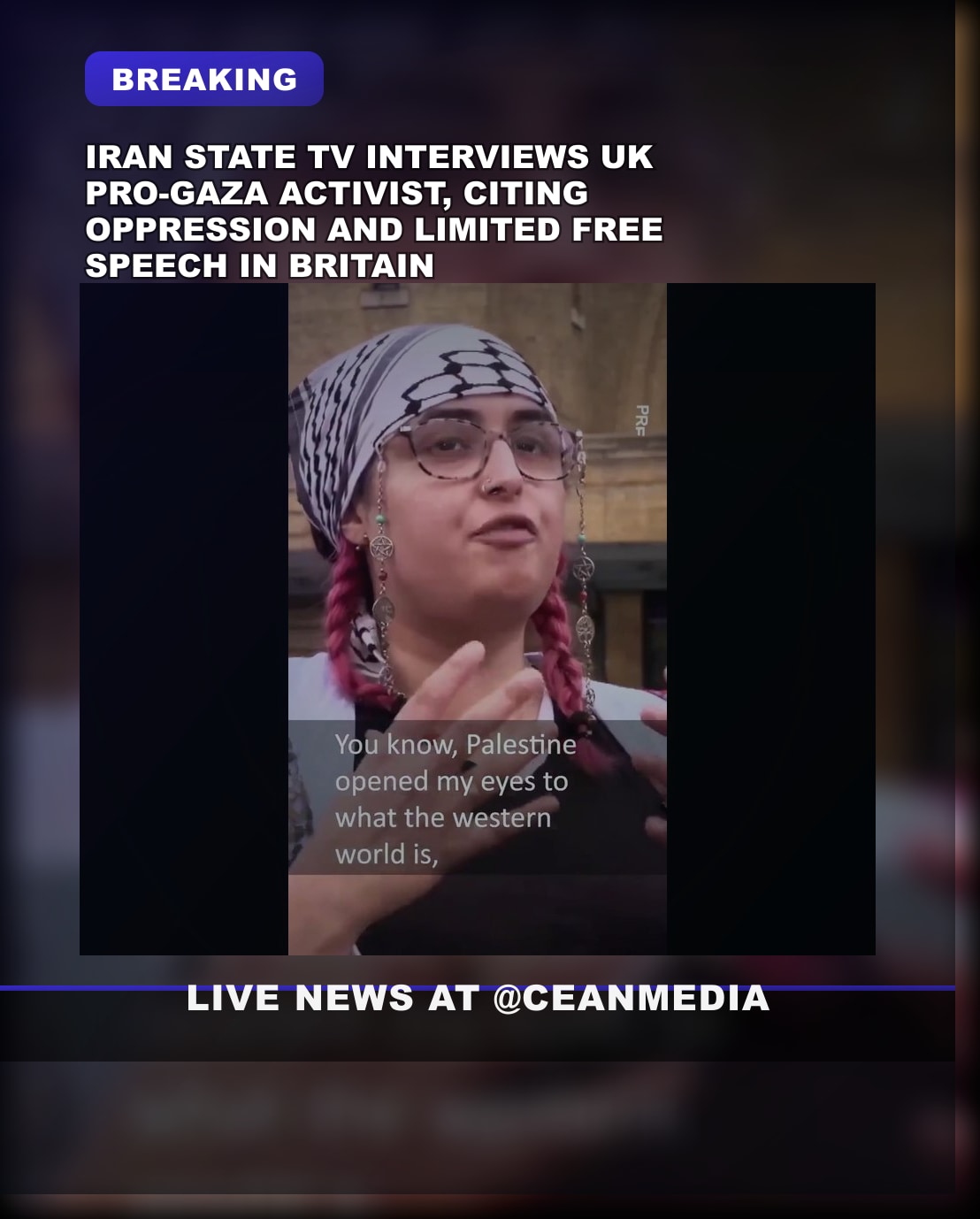 Illustrative photo for: Iran State TV Interviews Iranian pro Gaza activist in the