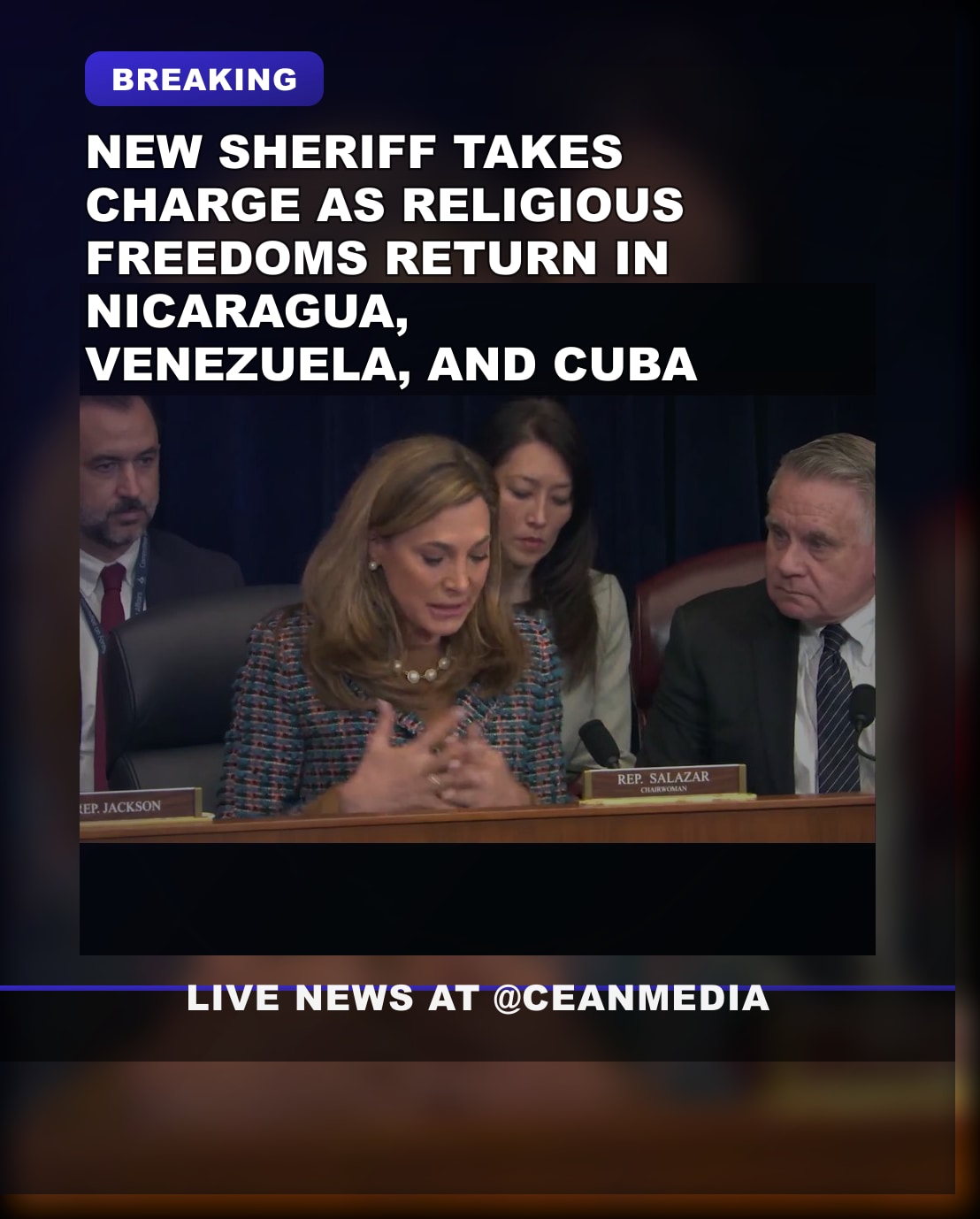 Illustrative photo for: Rep. Maria Salazar Declares End of Tyranny in Nicaragua,