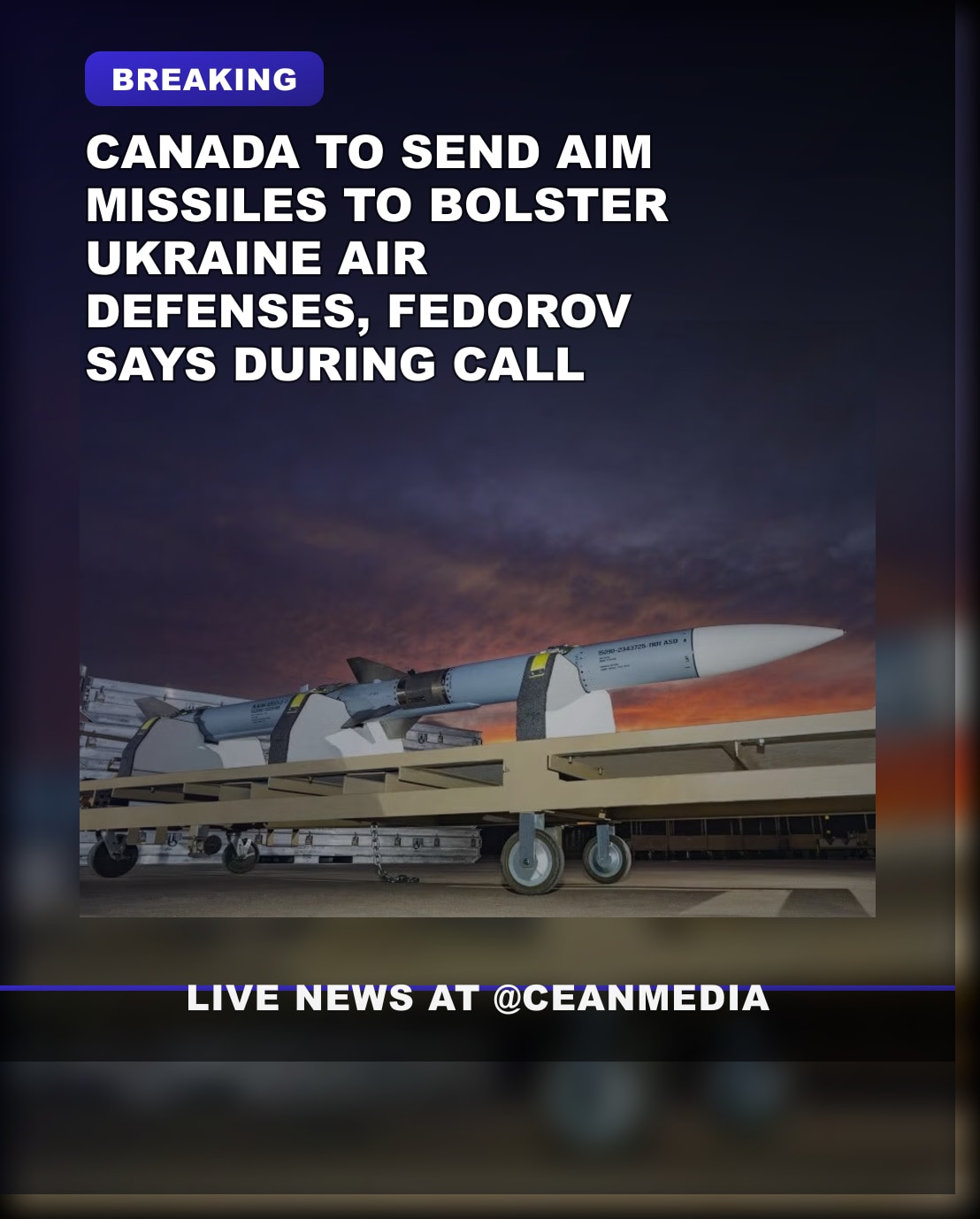 Illustrative photo for: Canada Ukraine air defense missiles: Ottawa to supply AIM