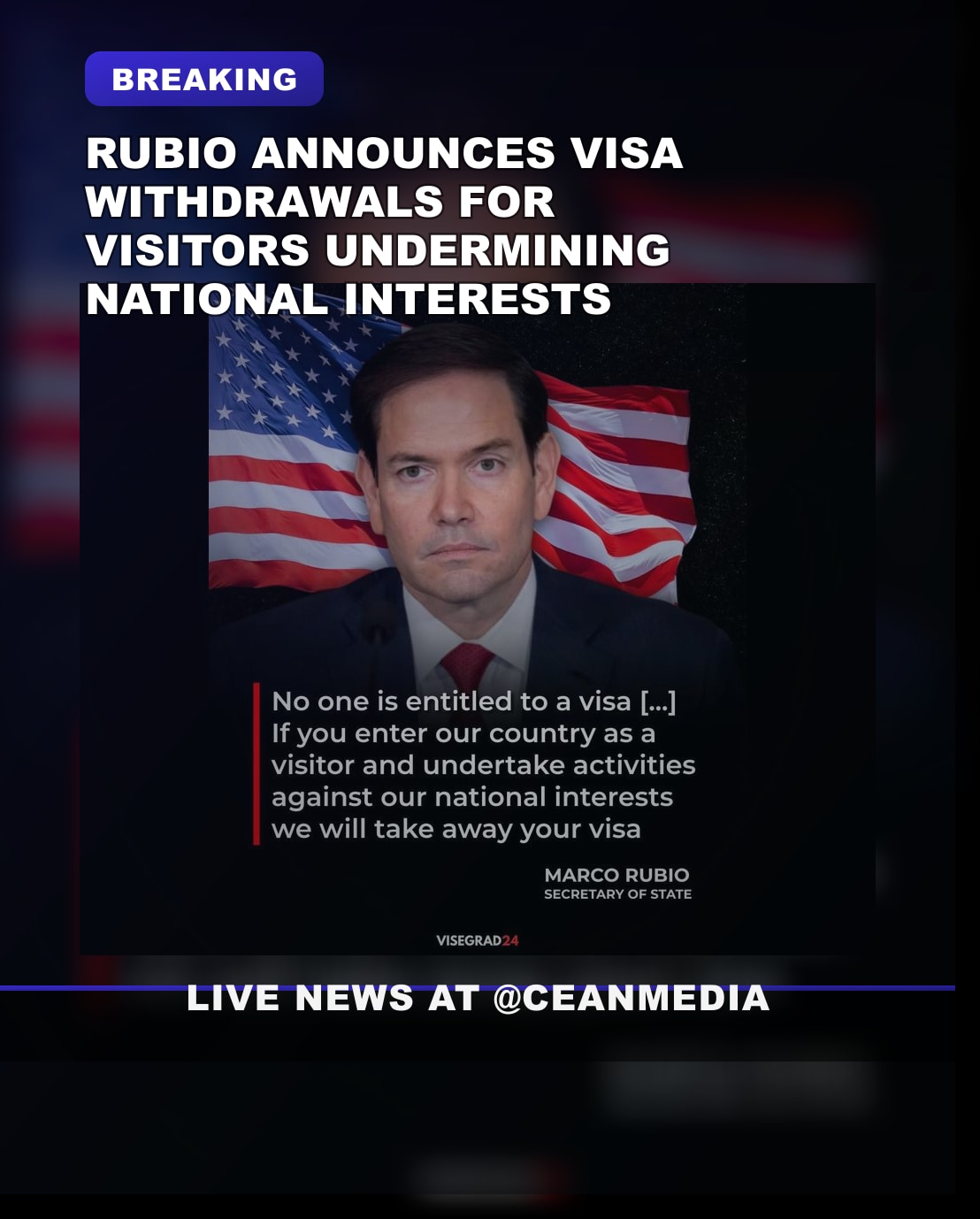 Illustrative photo for: Rubio Says Visa Entitlement National Interests Not a