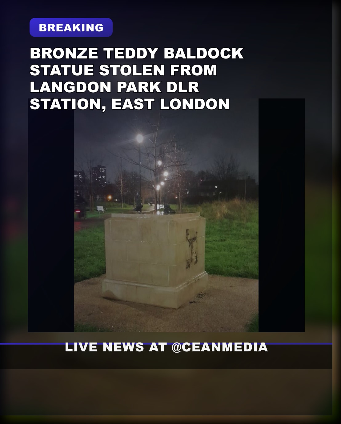 Illustrative photo for: Thieves Steal Bronze Teddy Baldock Statue in East London