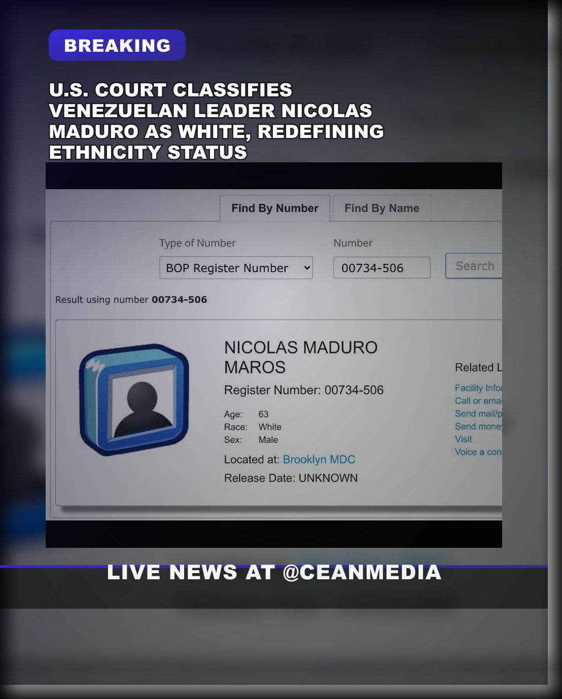 Illustrative photo for: Venezuelan dictator racial classification: U.S. Justice