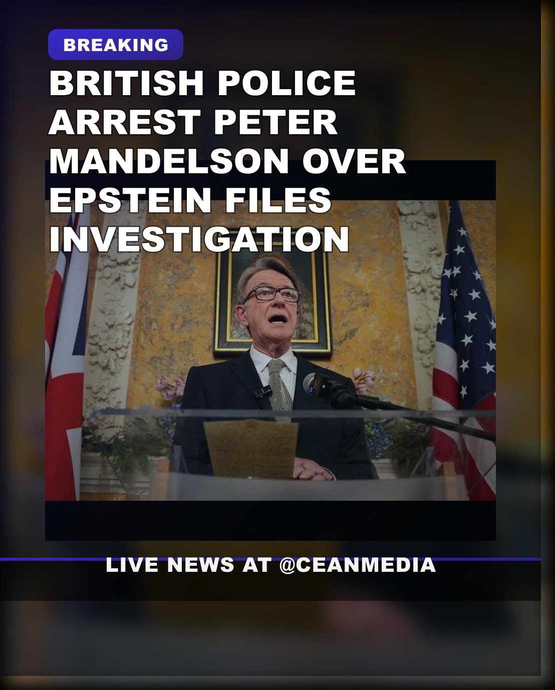 Illustrative photo for: Mandelson Epstein Files arrest: British police detain Peter