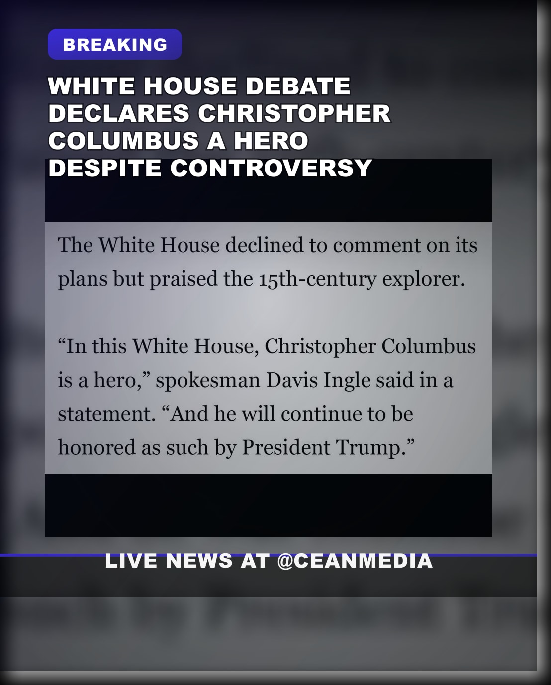 Illustrative photo for: White House Spotlights Christopher Columbus Hero in Recent