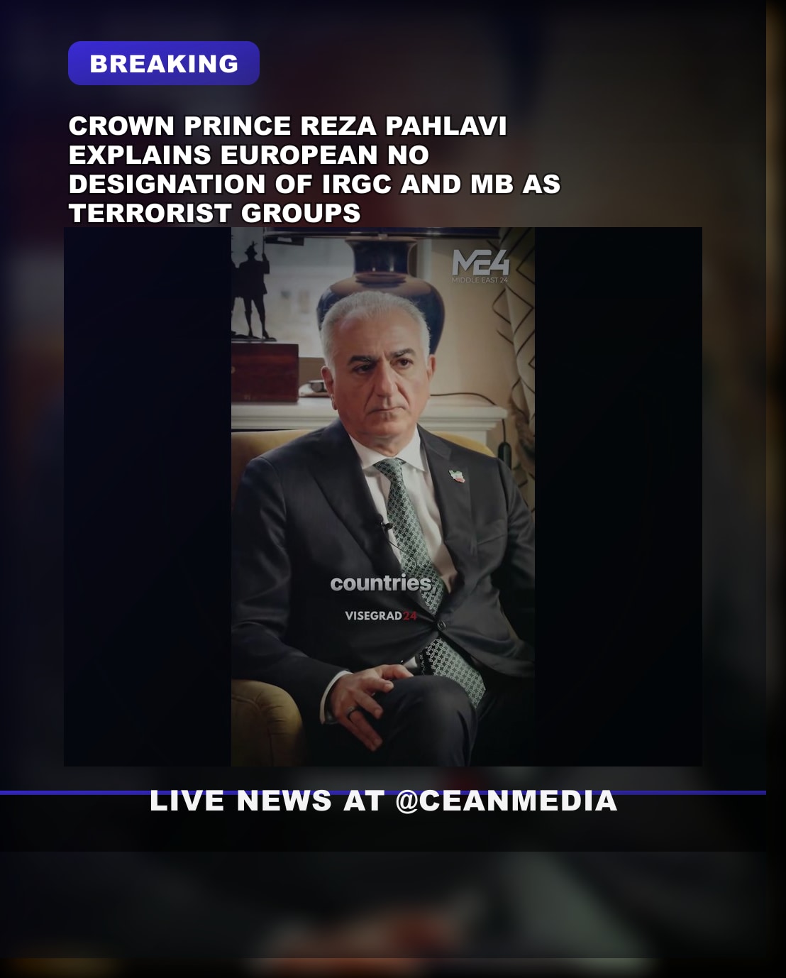 Illustrative photo for: Pahlavi Explains Why Europe Has Not Designated IRGC MB