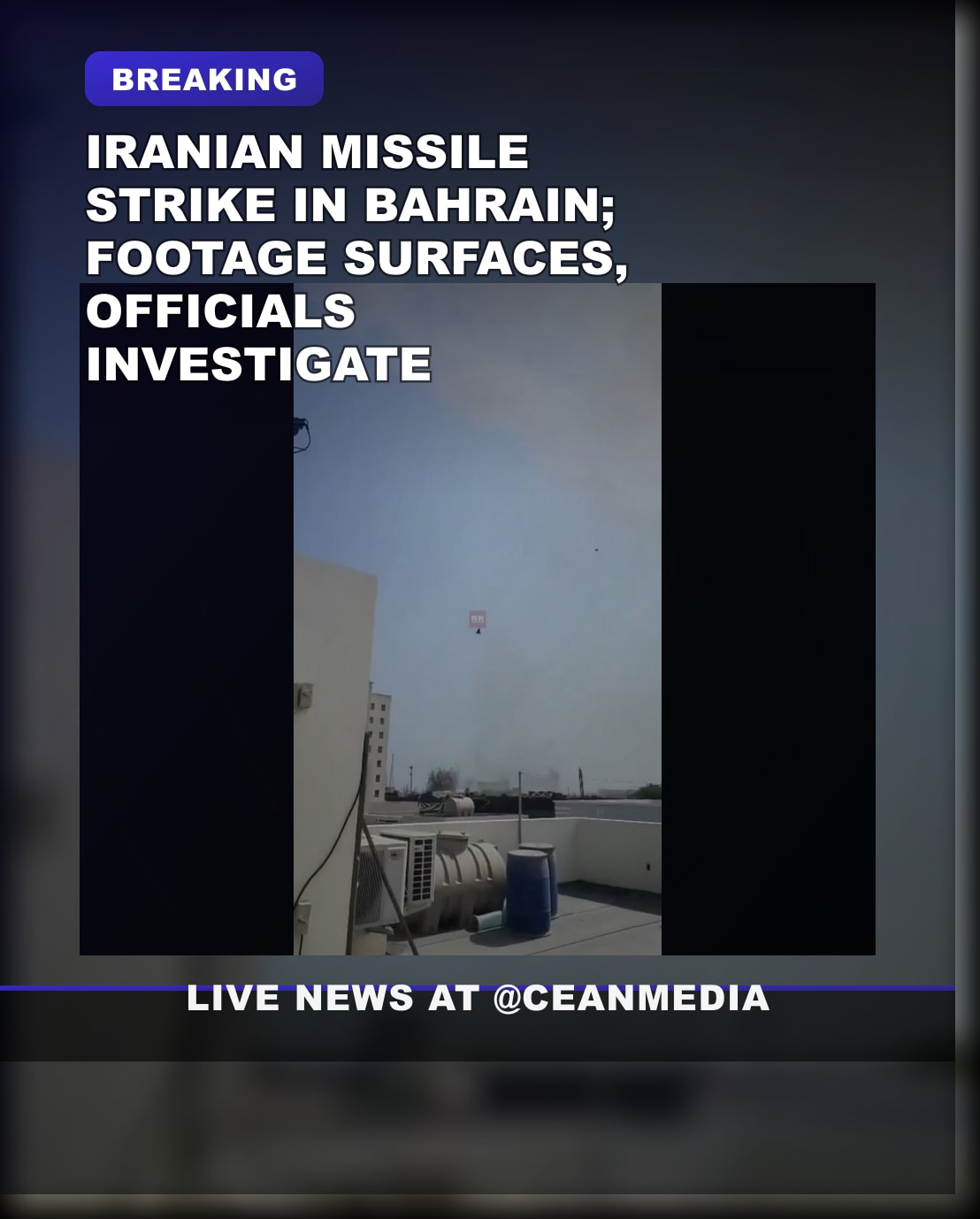 Illustrative photo for: Iranian missile strike Bahrain captured on footage