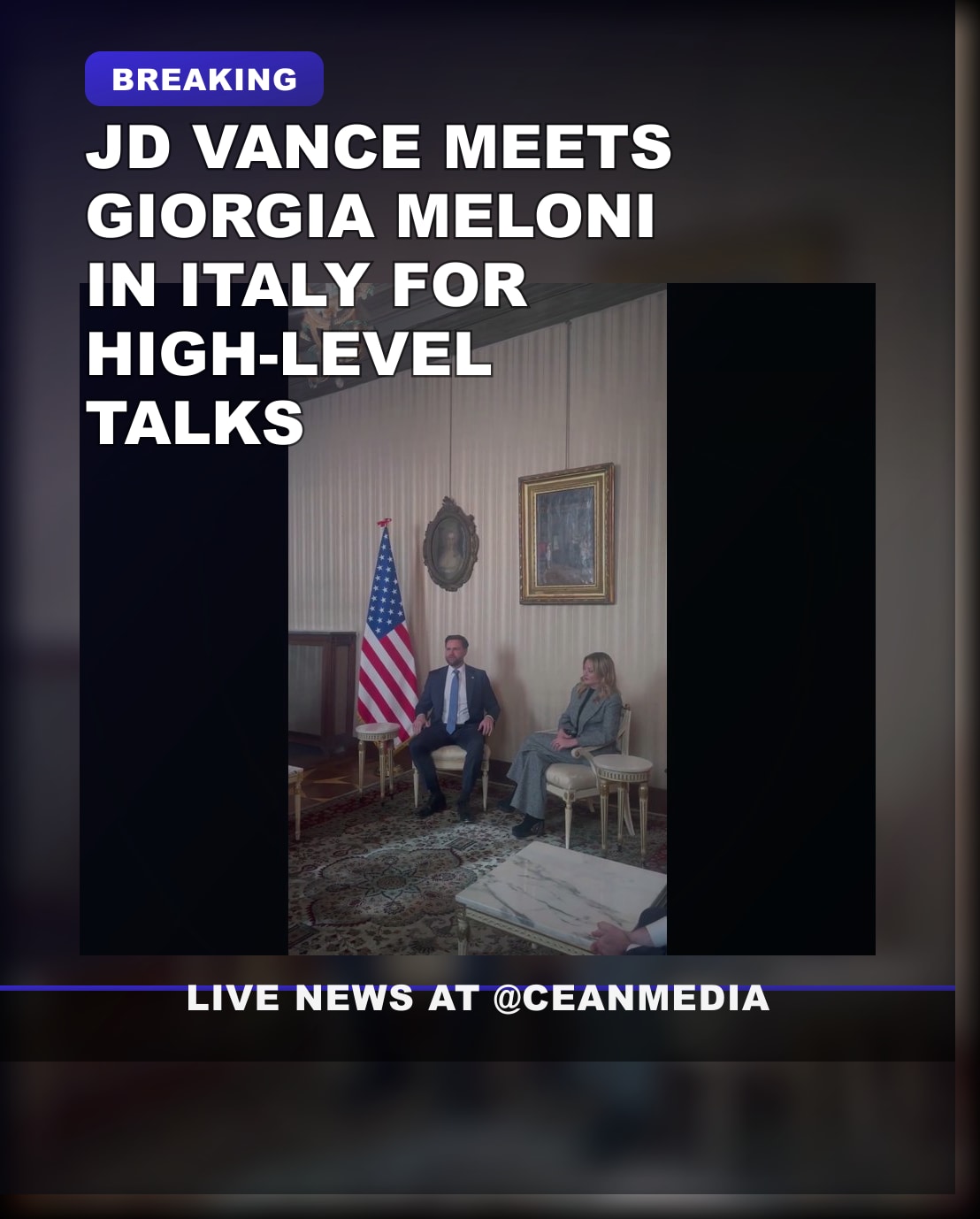 Illustrative photo for: Vance Meloni meeting Italy: Talks Continue in Diplomatic