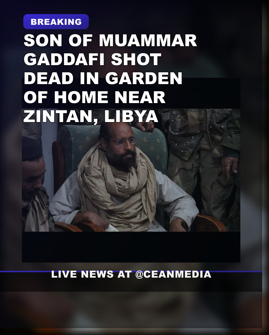 Illustrative photo for: Gaddafi son shot dead near Zintan in latest violence