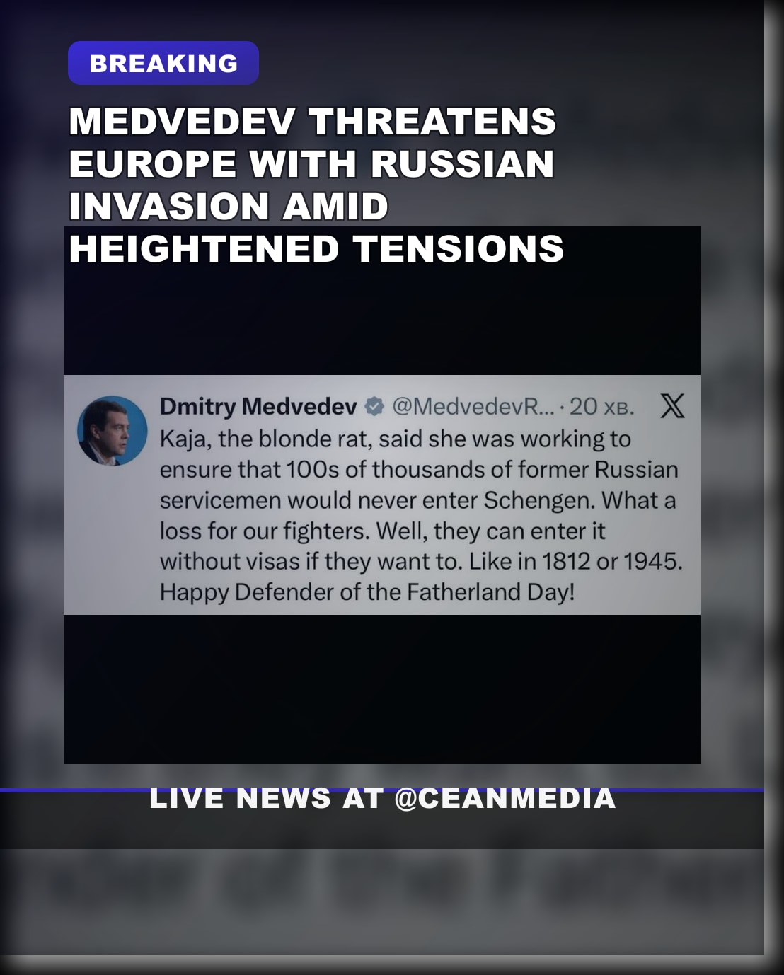 Illustrative photo for: Medvedev Warns of Russian Threat to Europe Amid Rising