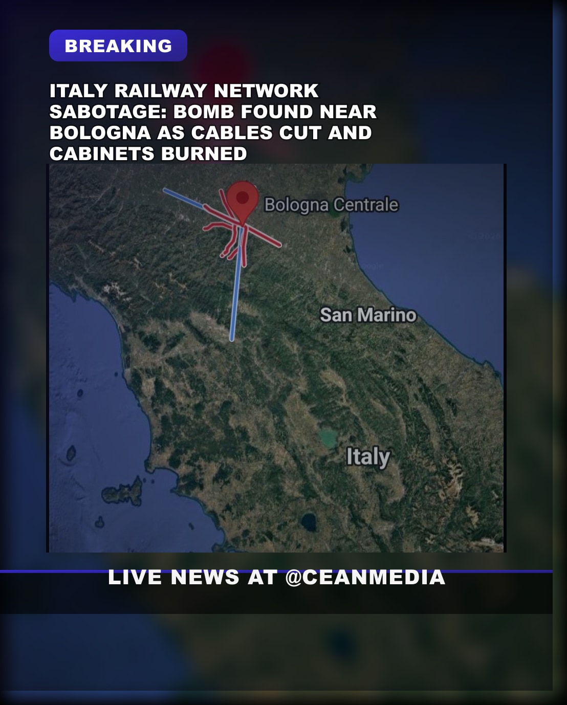 Illustrative photo for: Italy railway sabotage breaking news: Massive attacks