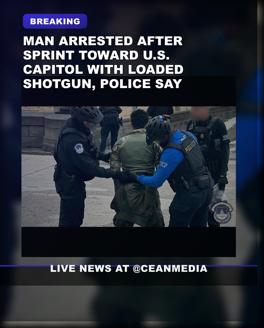 Illustrative photo for: Capitol shotgun arrest sprint: Man Arrested Near U.S.