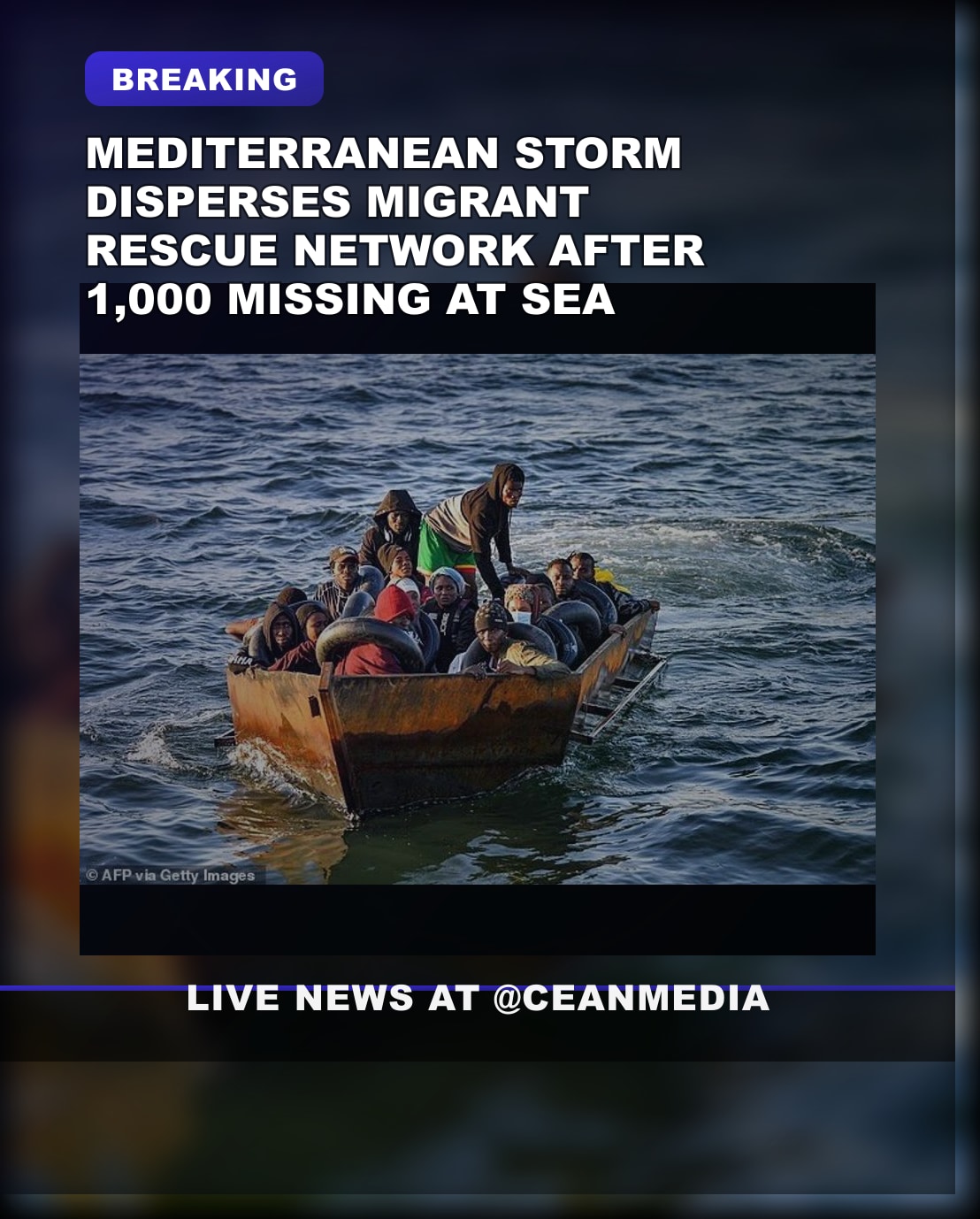Illustrative photo for: Missing migrants Mediterranean storm: Nearly 1,000 Feared