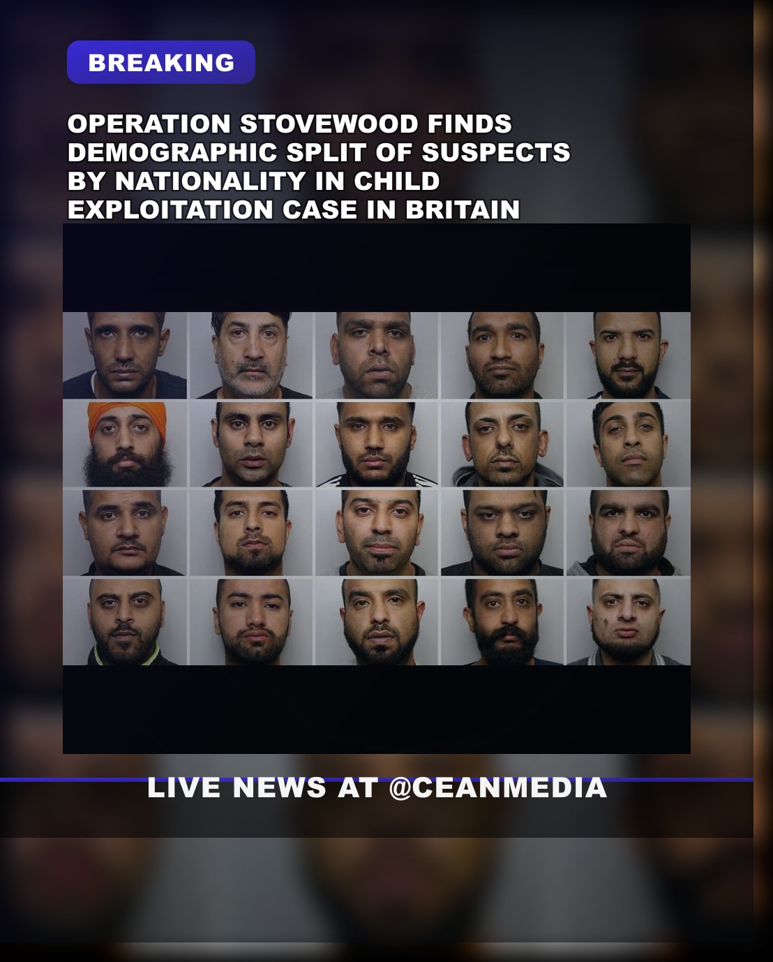 Illustrative photo for: Demographic distribution suspects operation stovewood: Home