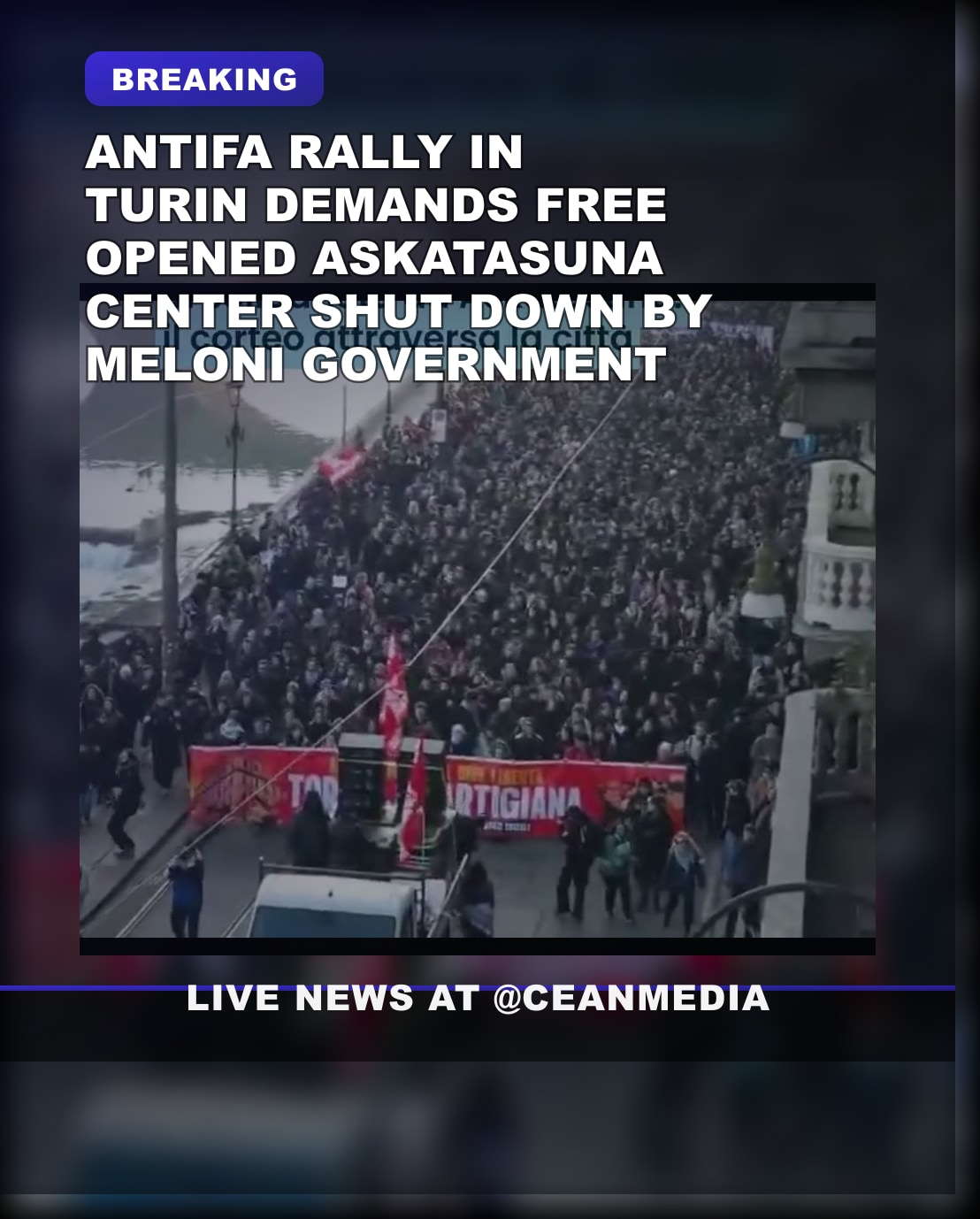 Illustrative photo for: Antifa protest in Torino draws 50,000 supporters over