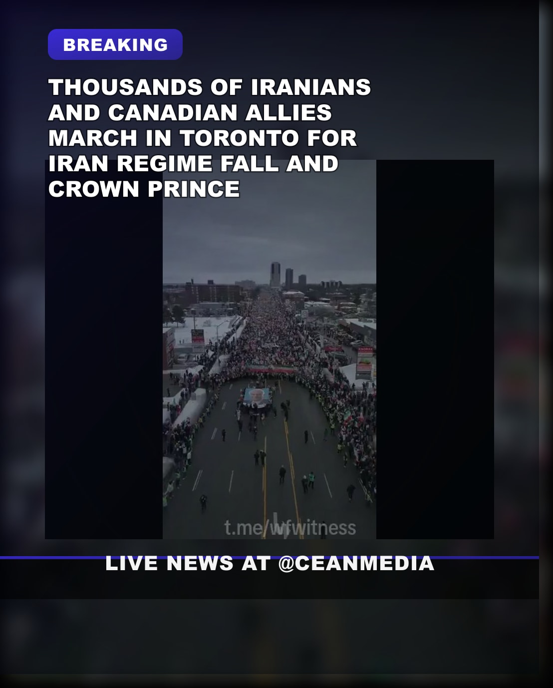 Illustrative photo for: Iranian protest crowd Toronto crown prince demands regime