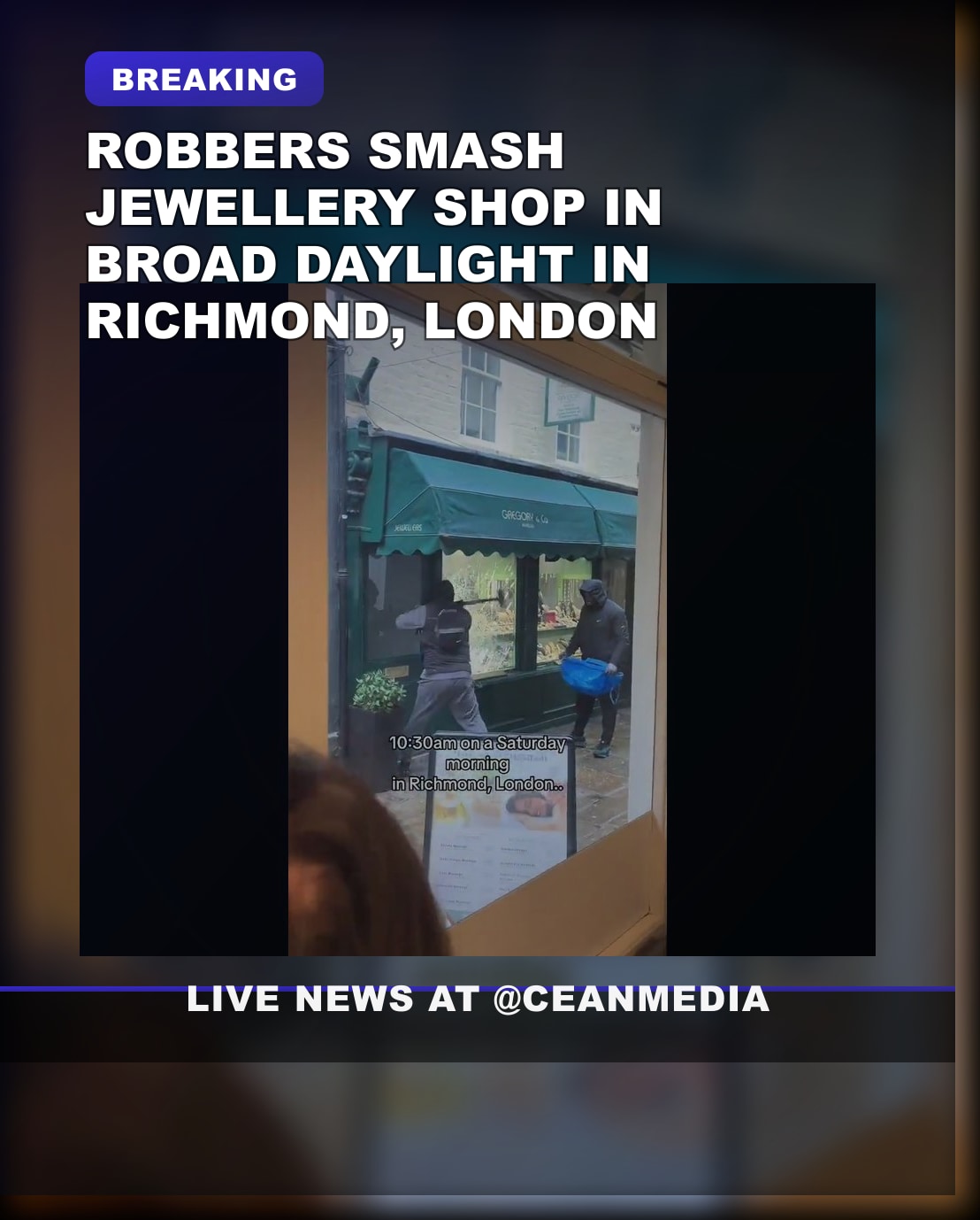 Illustrative photo for: Richmond jewellery shop raid: Robbers smash store in broad