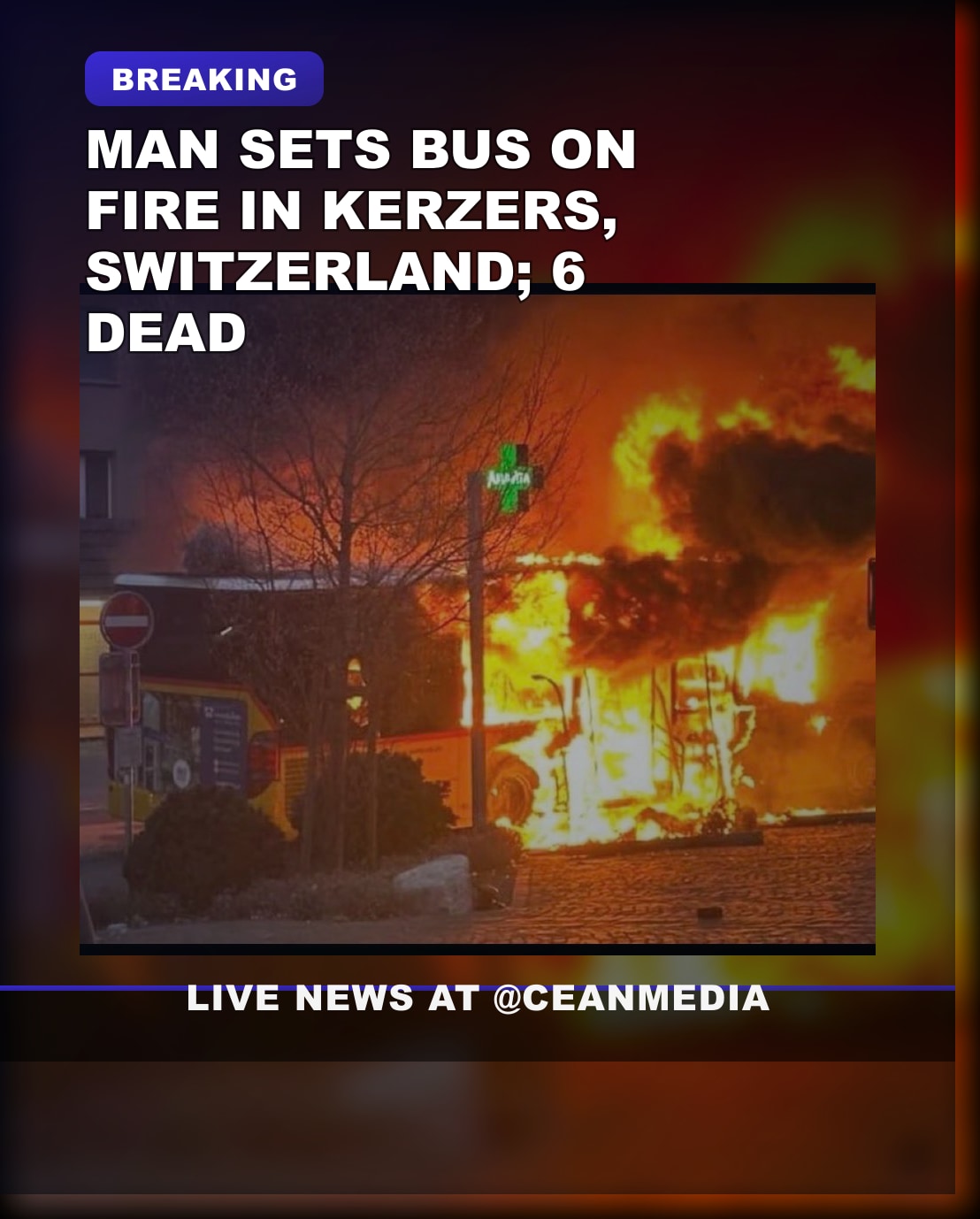 Illustrative photo for: Bus arson Kerzers victims killed: Six Die After Fire in
