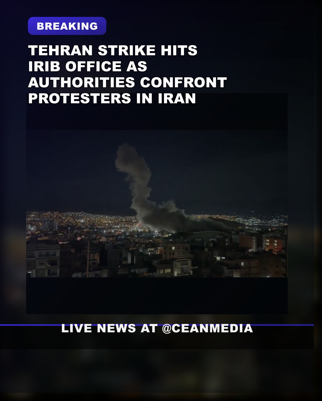 Illustrative photo for: Strike on IRIB office Tehran: explosion rocks state news